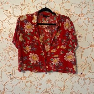 Floral button up crop top